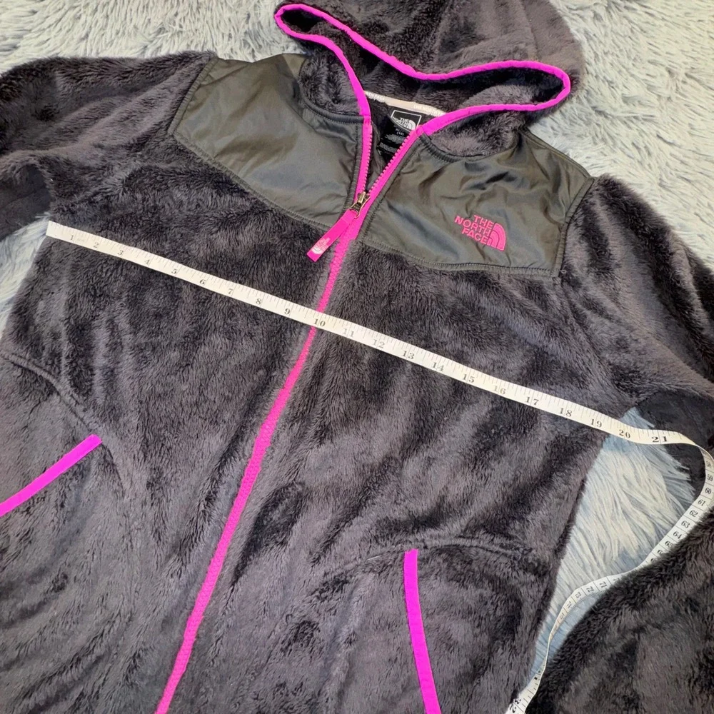 The North Face Girls XL 18 Suave Oso Full-Zip Hooded‎ Jacket Gray Pink Fleece